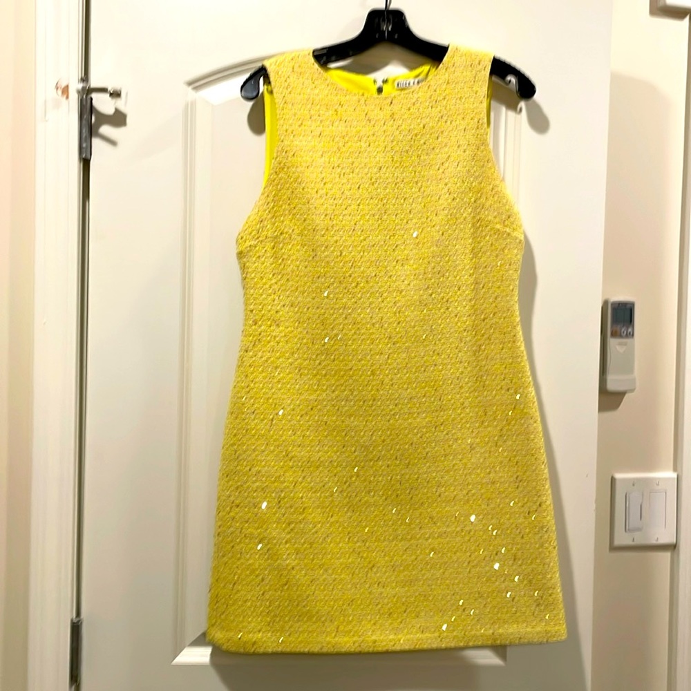 Alice + Olivia yellow tweed dress